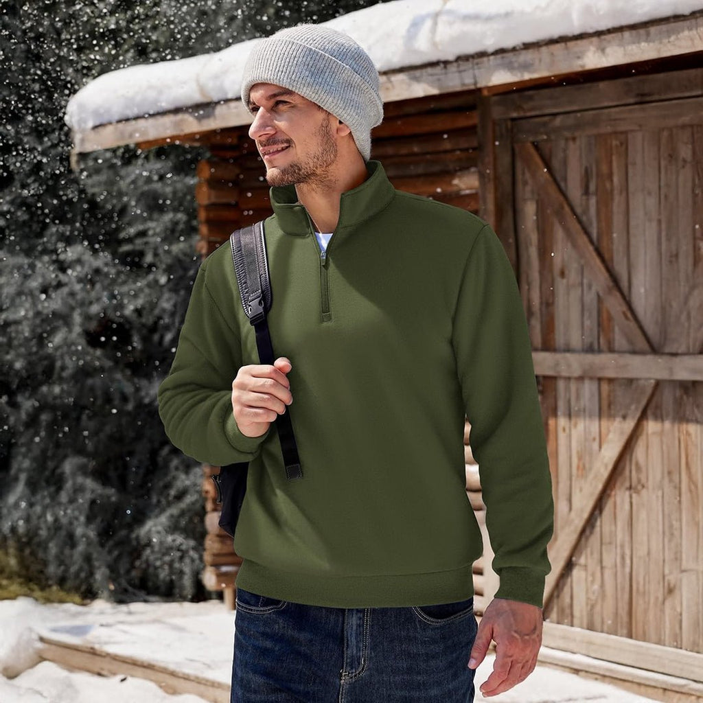 Men's Quarter Zip Fleece Pullover Warm Winter Sweatshirt