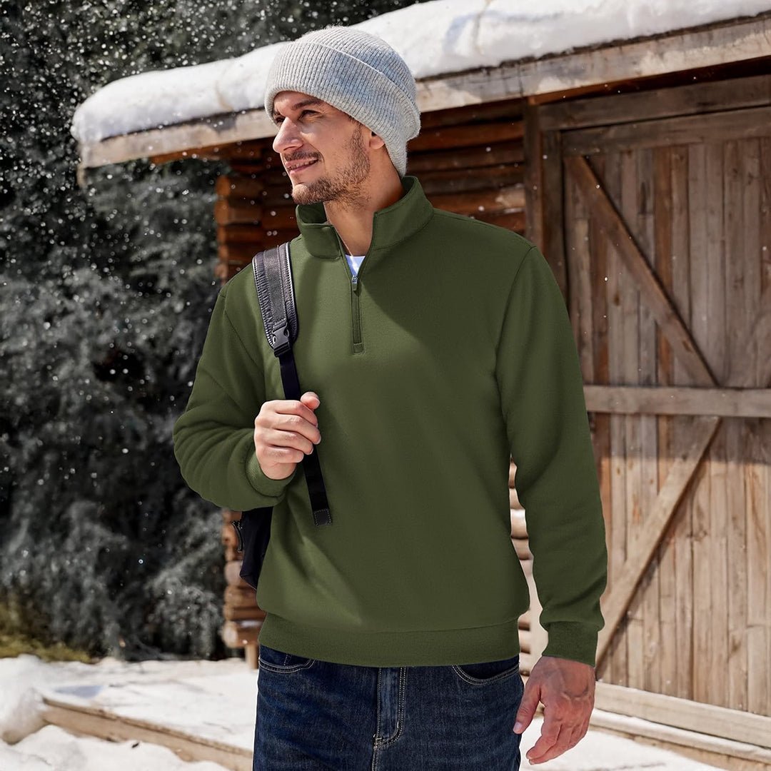 Men's Quarter Zip Fleece Pullover Warm Winter Sweatshirt