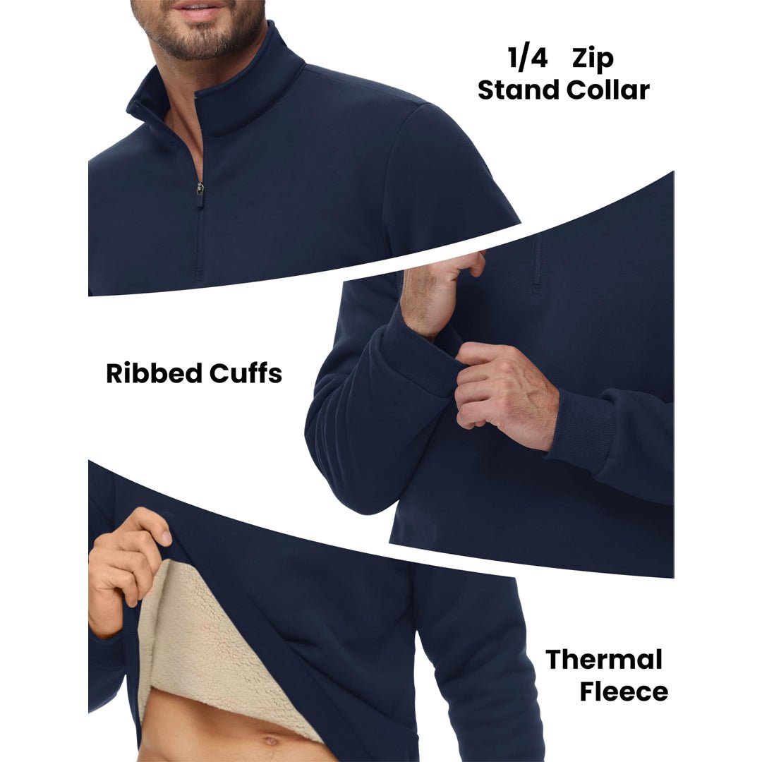 Men's Quarter Zip Fleece Pullover Warm Winter Sweatshirt