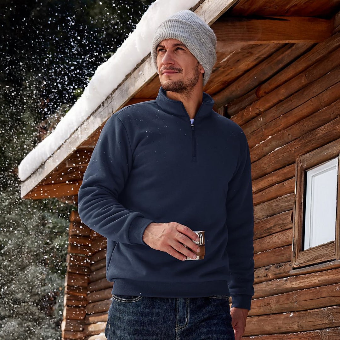 Men's Quarter Zip Fleece Pullover Warm Winter Sweatshirt
