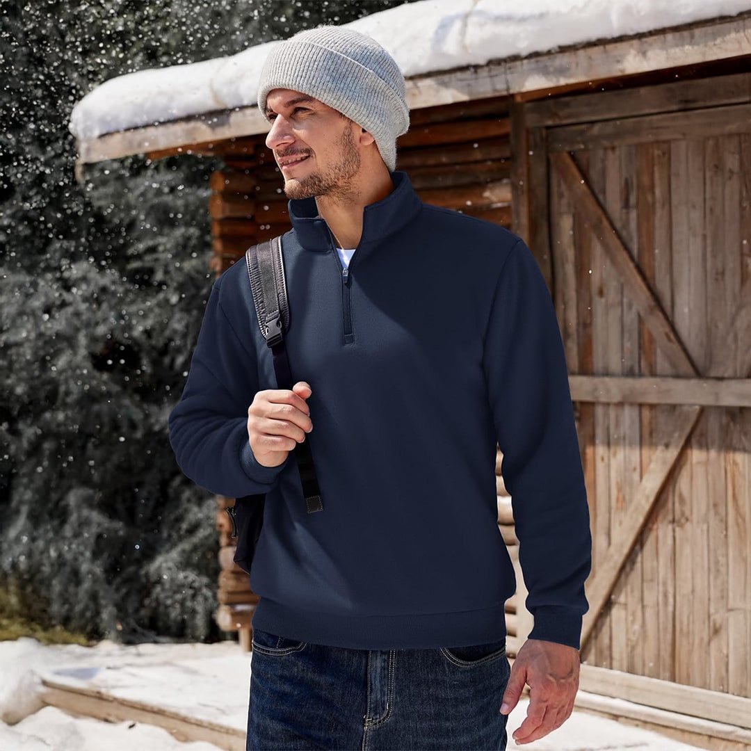 Men's Quarter Zip Fleece Pullover Warm Winter Sweatshirt
