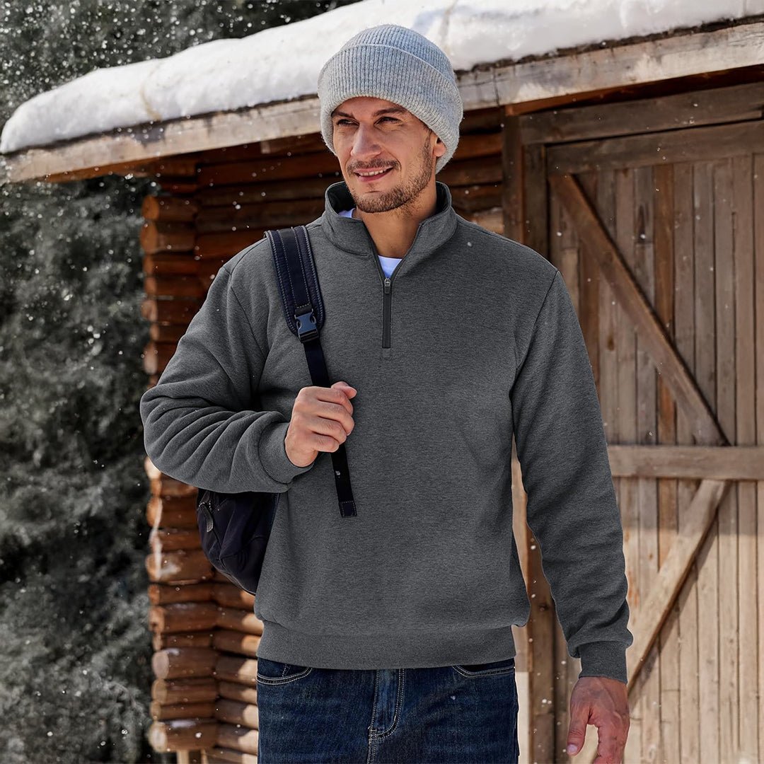 Men's Quarter Zip Fleece Pullover Warm Winter Sweatshirt