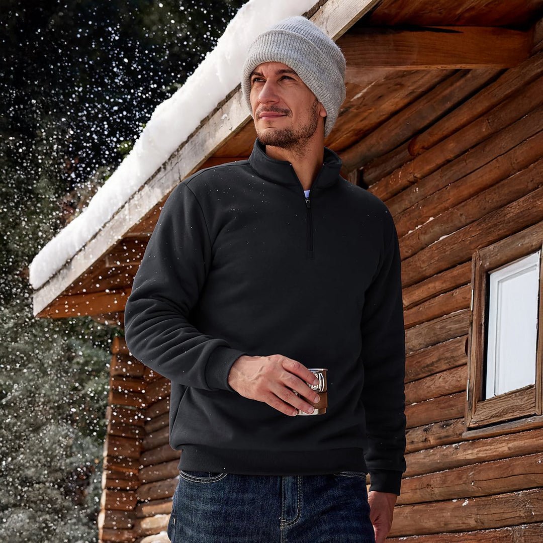 Men's Quarter Zip Fleece Pullover Warm Winter Sweatshirt