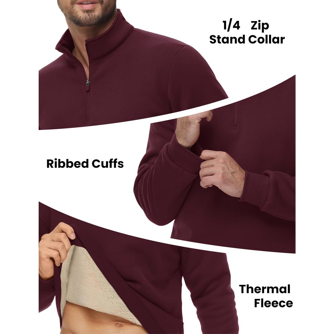 Men's Quarter Zip Fleece Pullover Warm Winter Sweatshirt