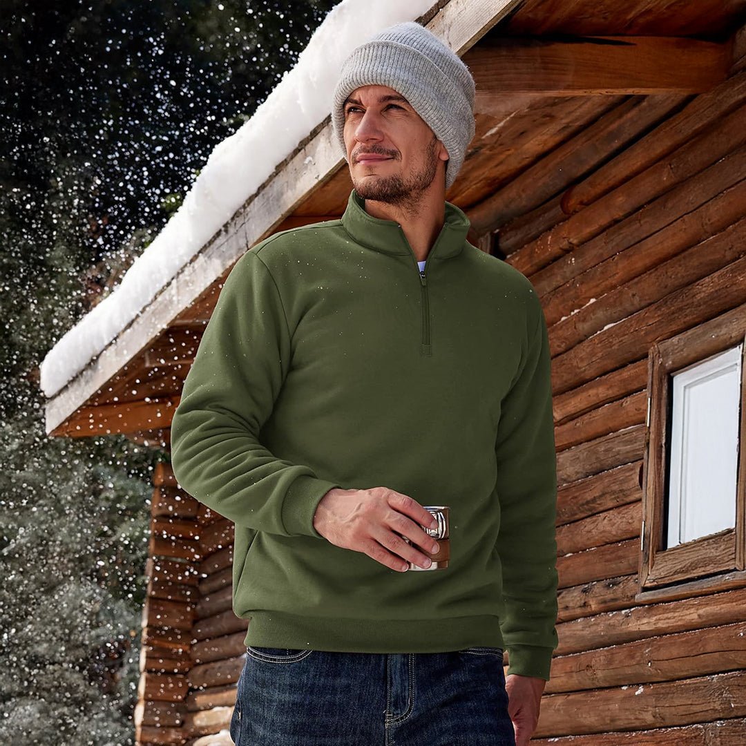 Men's Quarter Zip Fleece Pullover Warm Winter Sweatshirt
