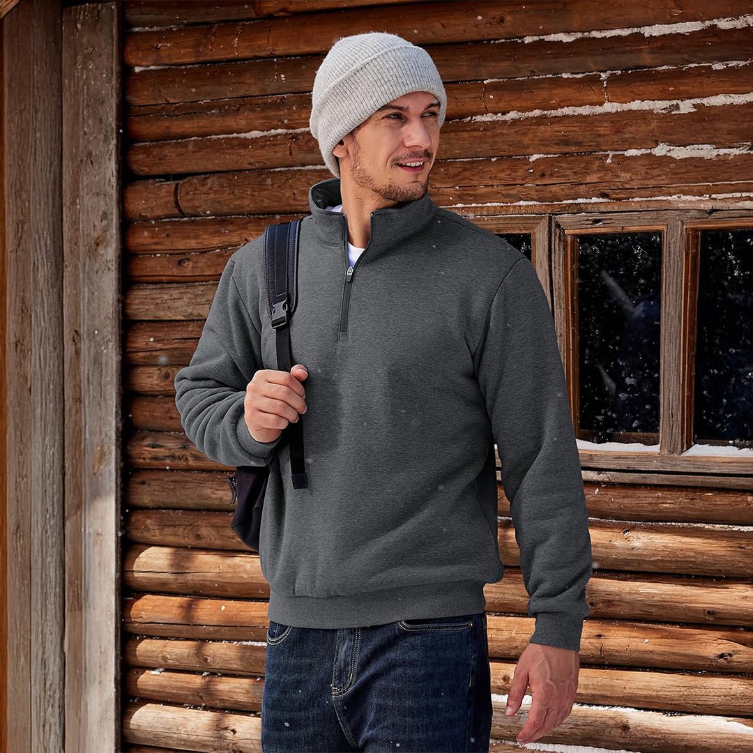 Men's Quarter Zip Fleece Pullover Warm Winter Sweatshirt