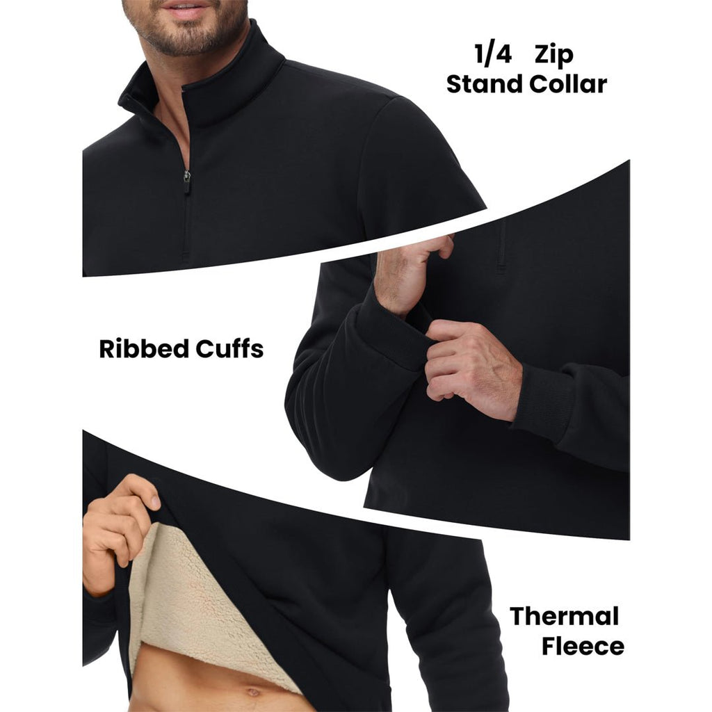 Men's Quarter Zip Fleece Pullover Warm Winter Sweatshirt