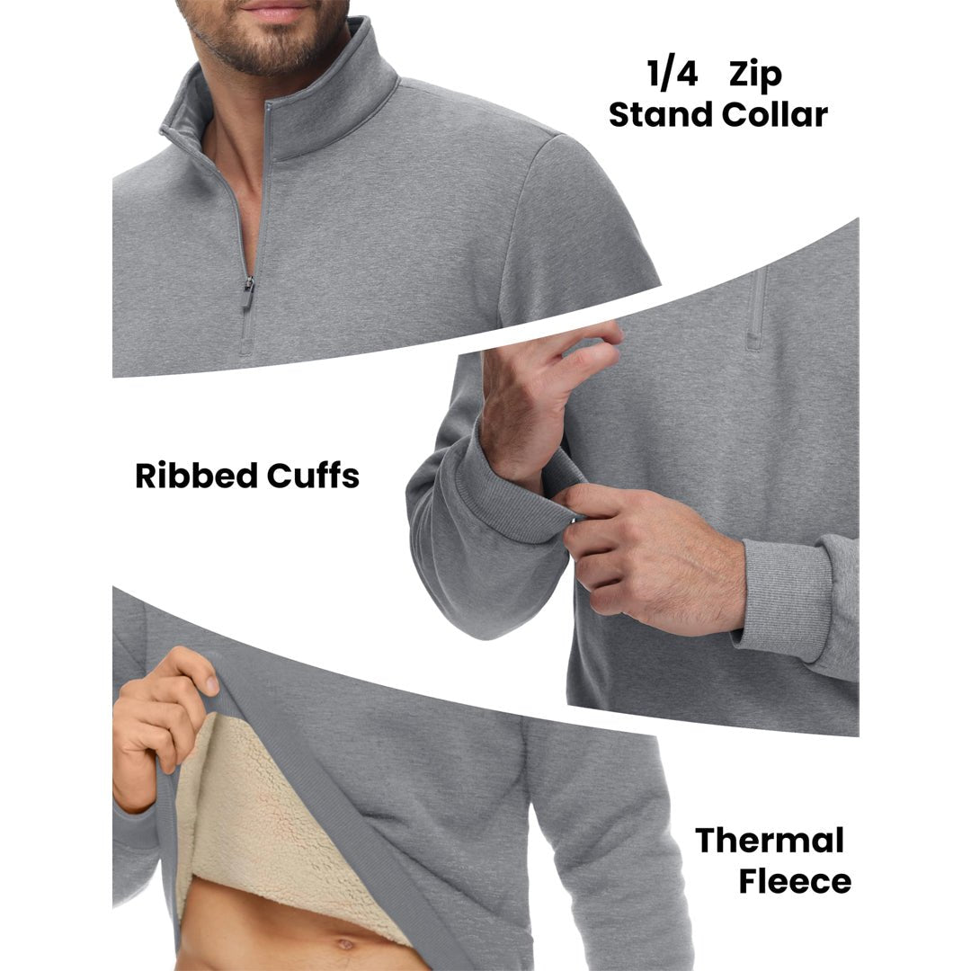 Men's Quarter Zip Fleece Pullover Warm Winter Sweatshirt