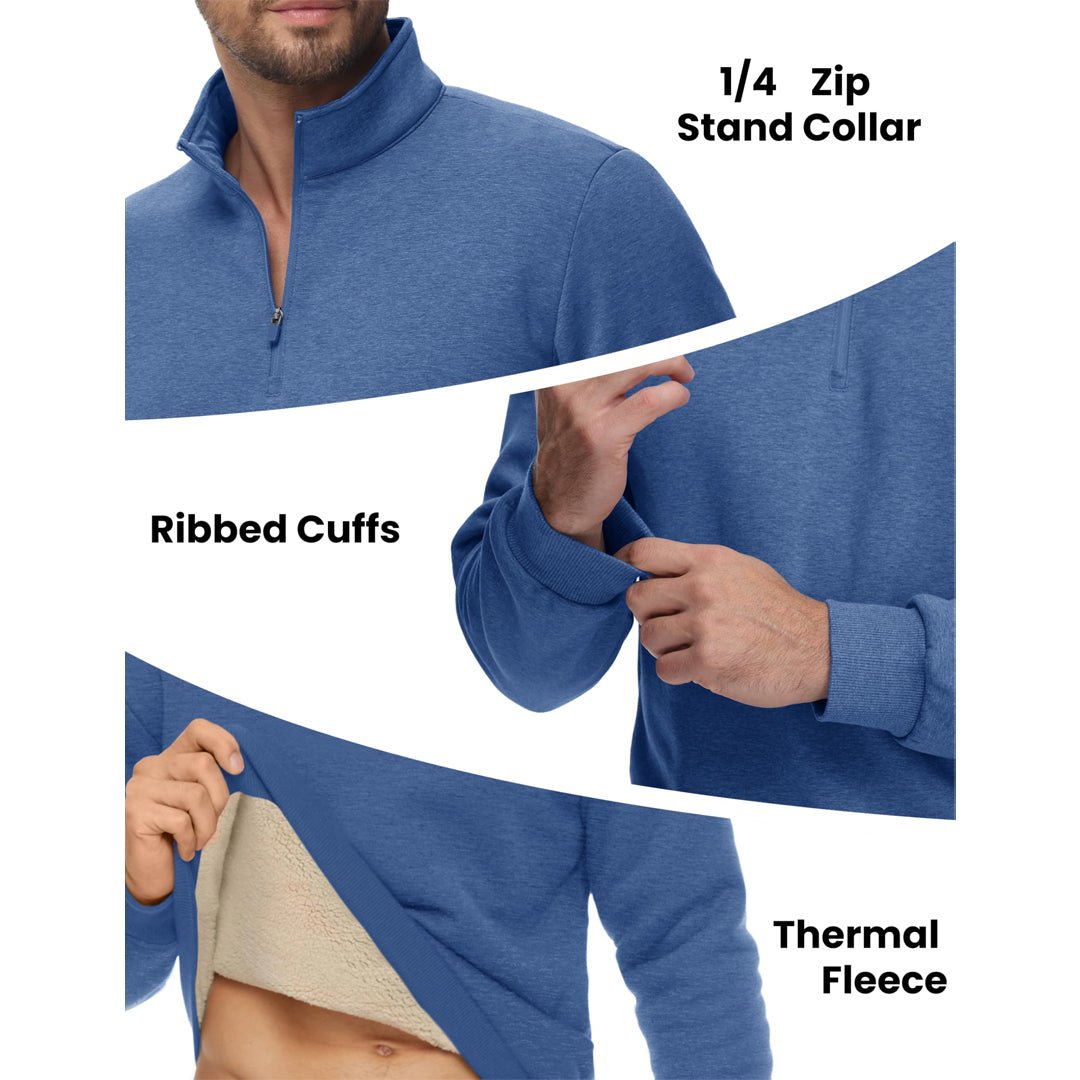 Men's Quarter Zip Fleece Pullover Warm Winter Sweatshirt