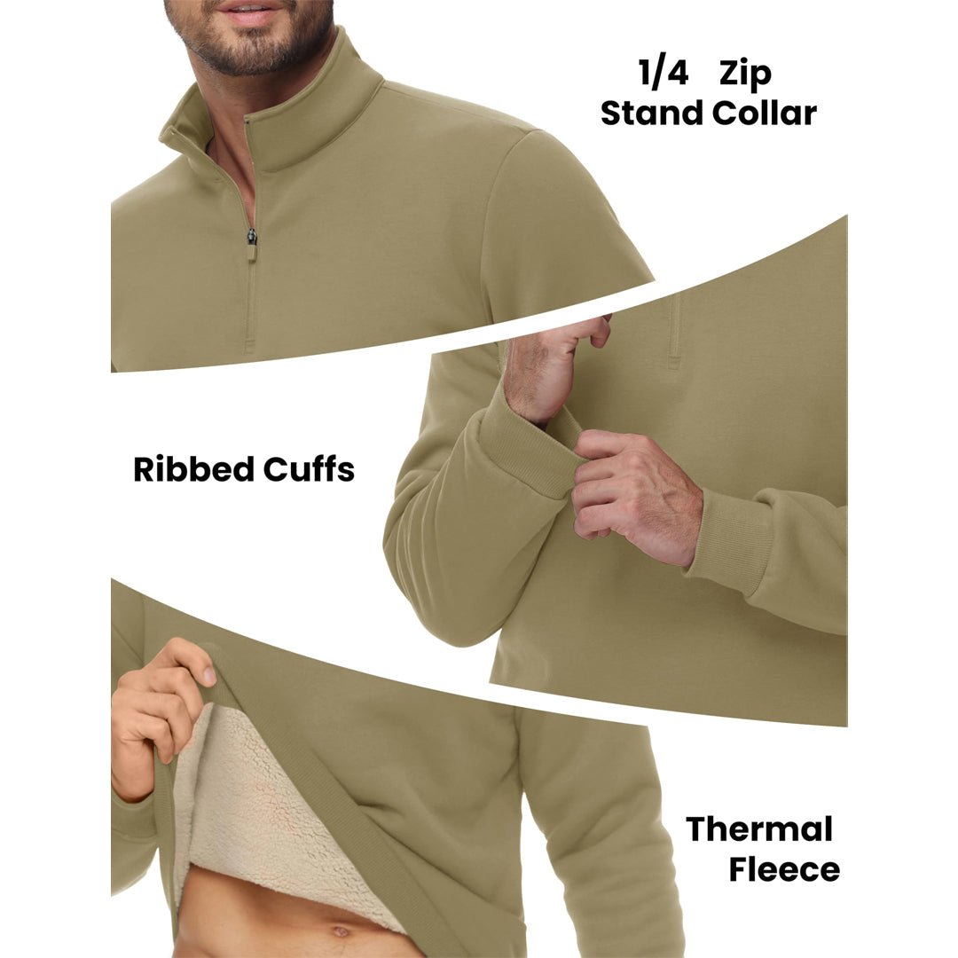 Men's Quarter Zip Fleece Pullover Warm Winter Sweatshirt