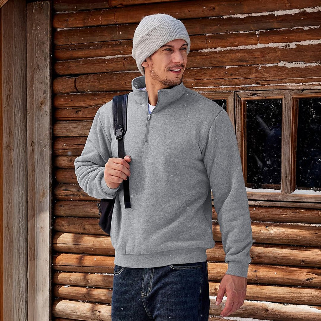 Men's Quarter Zip Fleece Pullover Warm Winter Sweatshirt