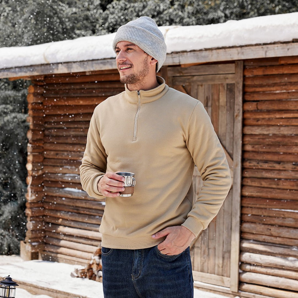 Men's Quarter Zip Fleece Pullover Warm Winter Sweatshirt