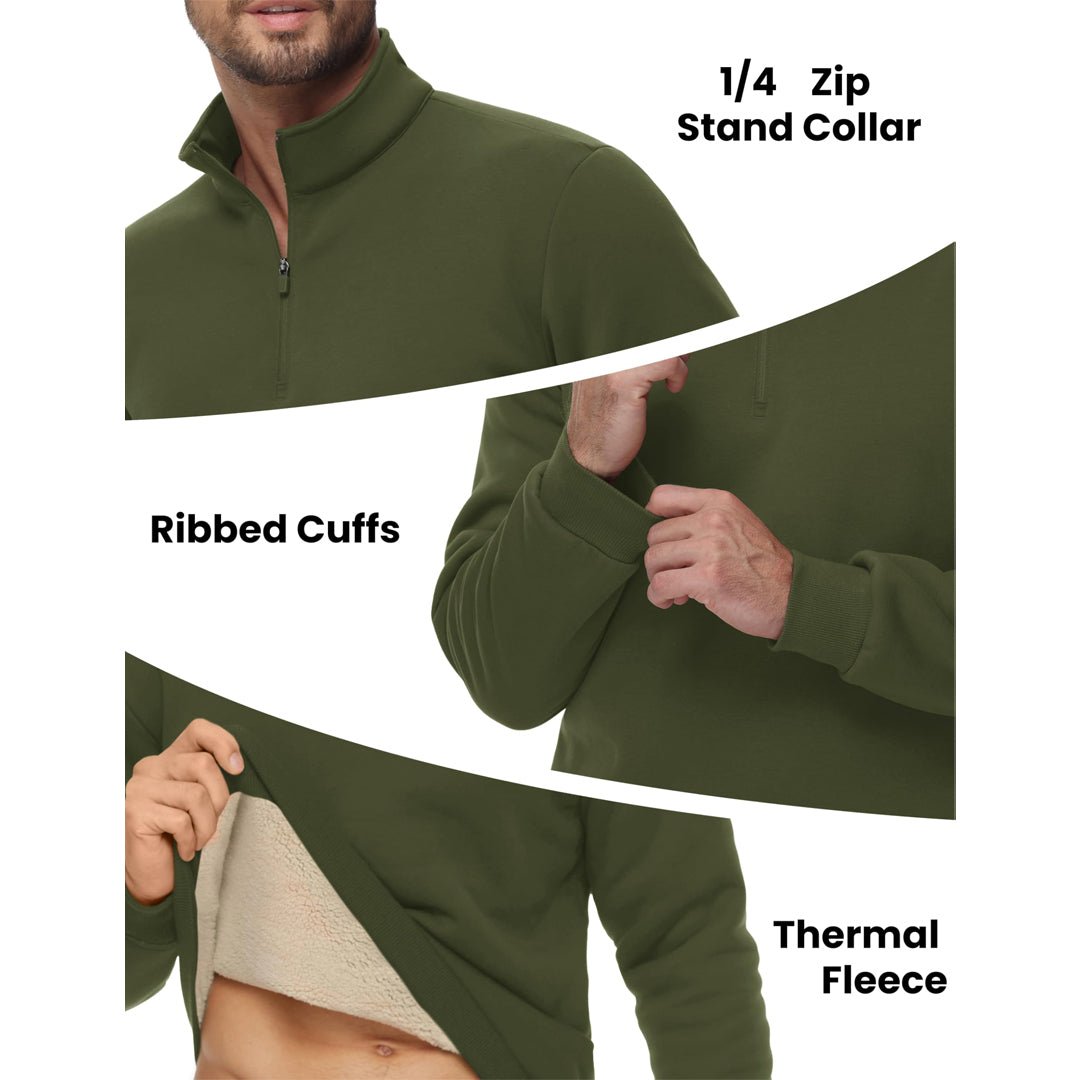 Men's Quarter Zip Fleece Pullover Warm Winter Sweatshirt