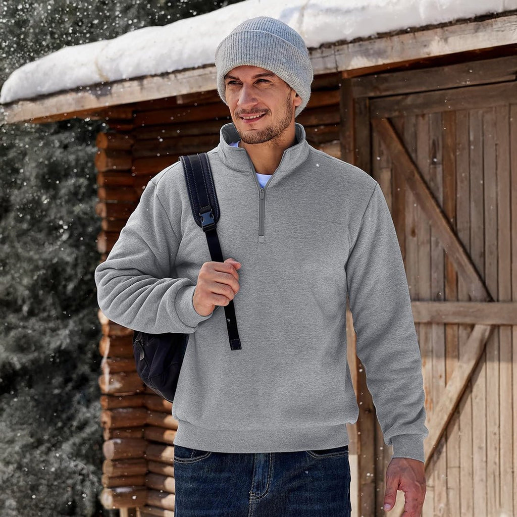 Men's Quarter Zip Fleece Pullover Warm Winter Sweatshirt