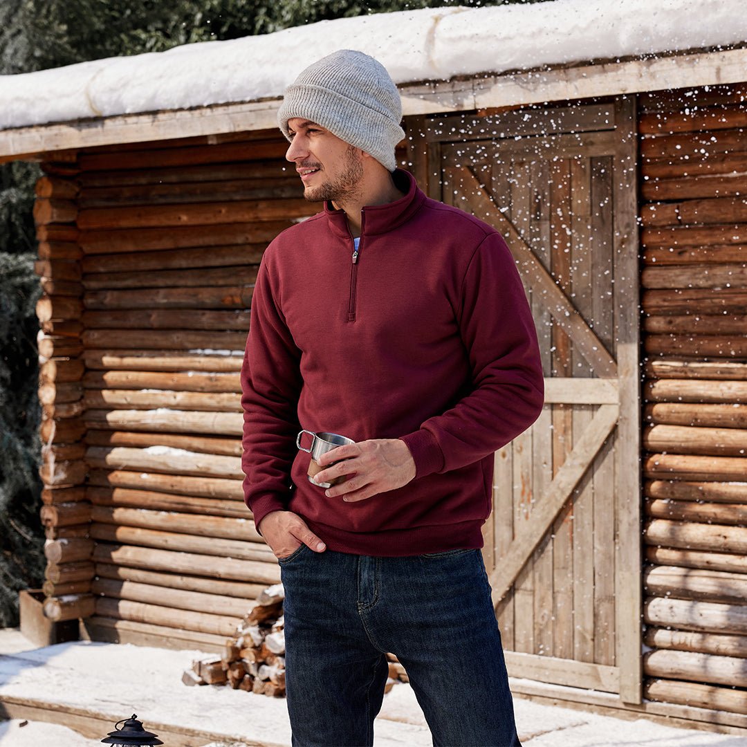Men's Quarter Zip Fleece Pullover Warm Winter Sweatshirt