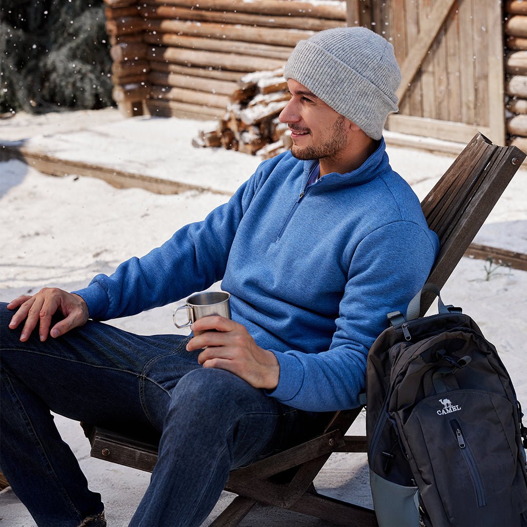 Men's Quarter Zip Fleece Pullover Warm Winter Sweatshirt