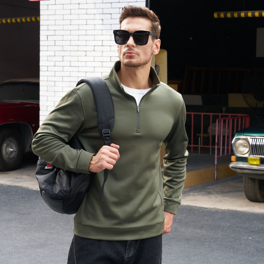 Men's Quarter Zip Pullover Sweatshirts Lightweight Fleece Lined