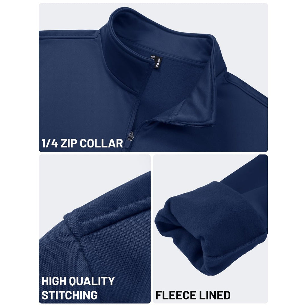 Men's Quarter Zip Pullover Sweatshirts Lightweight Fleece Lined
