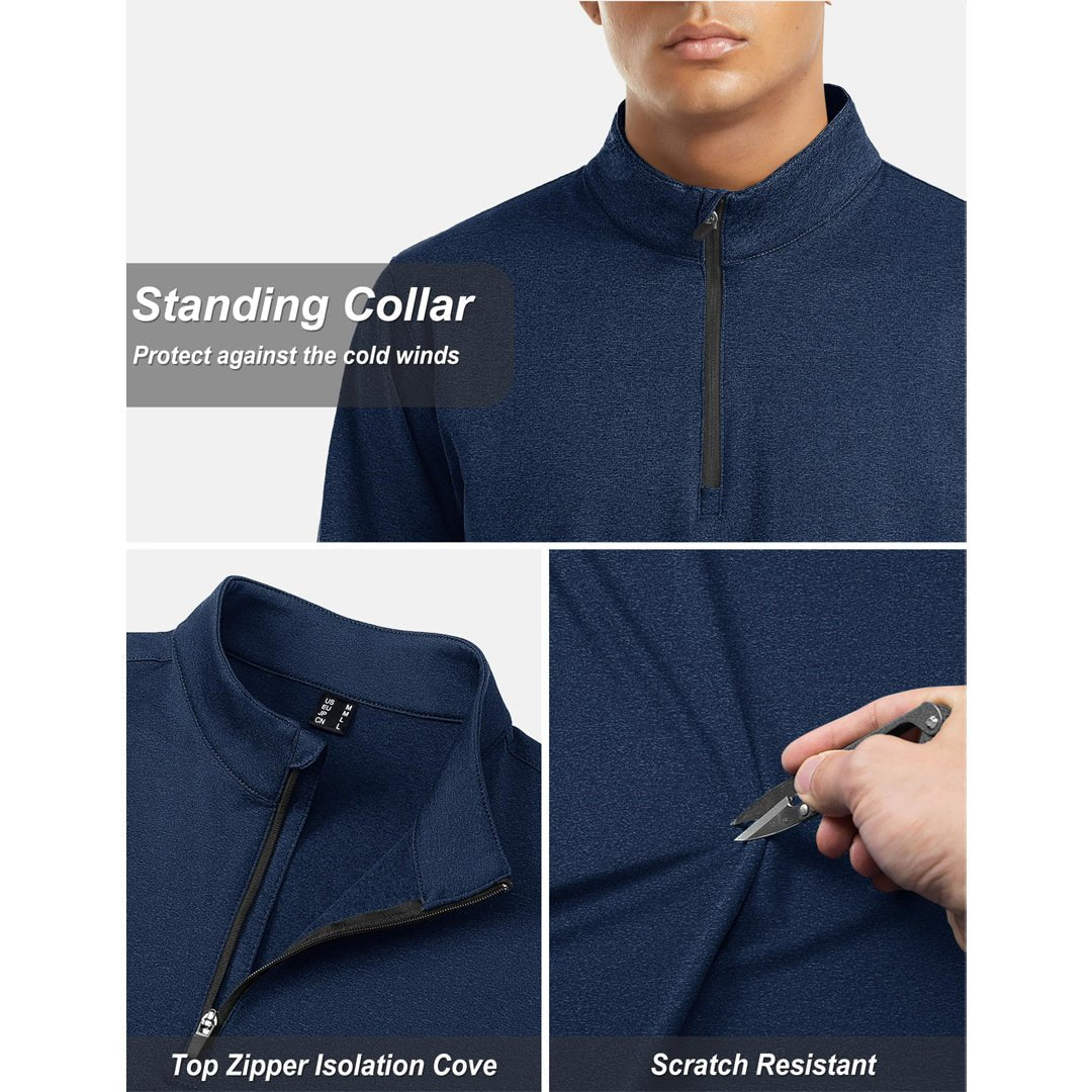 Men's Quarter Zip Thermal Fleece Lined Pullover Sweatshirt