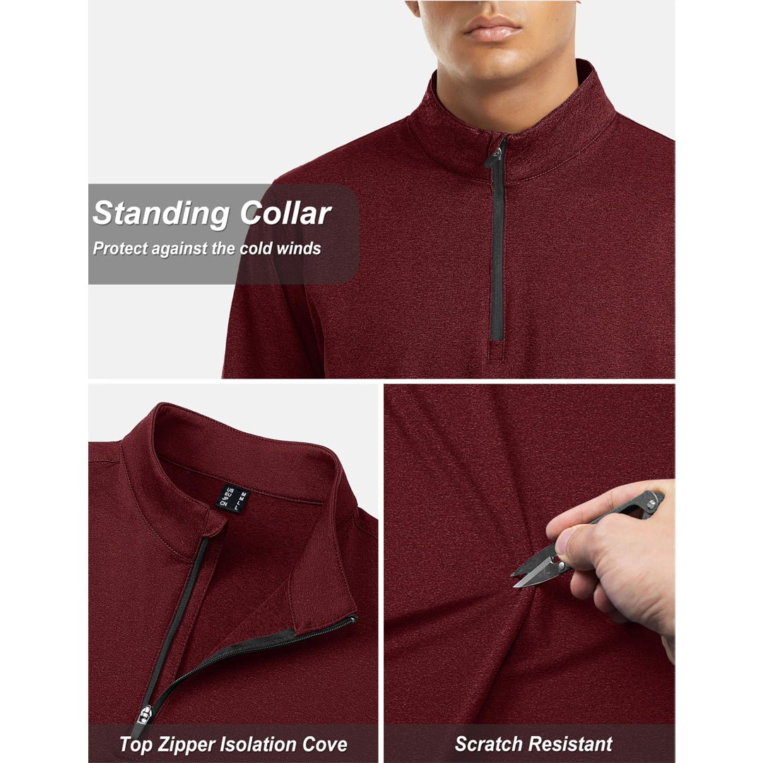 Men's Quarter Zip Thermal Fleece Lined Pullover Sweatshirt