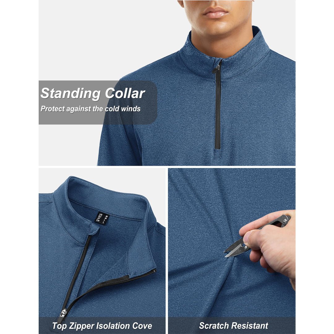 Men's Quarter Zip Thermal Fleece Lined Pullover Sweatshirt