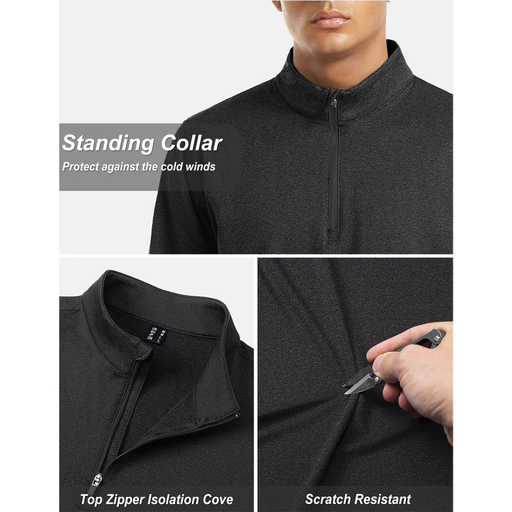 Men's Quarter Zip Thermal Fleece Lined Pullover Sweatshirt