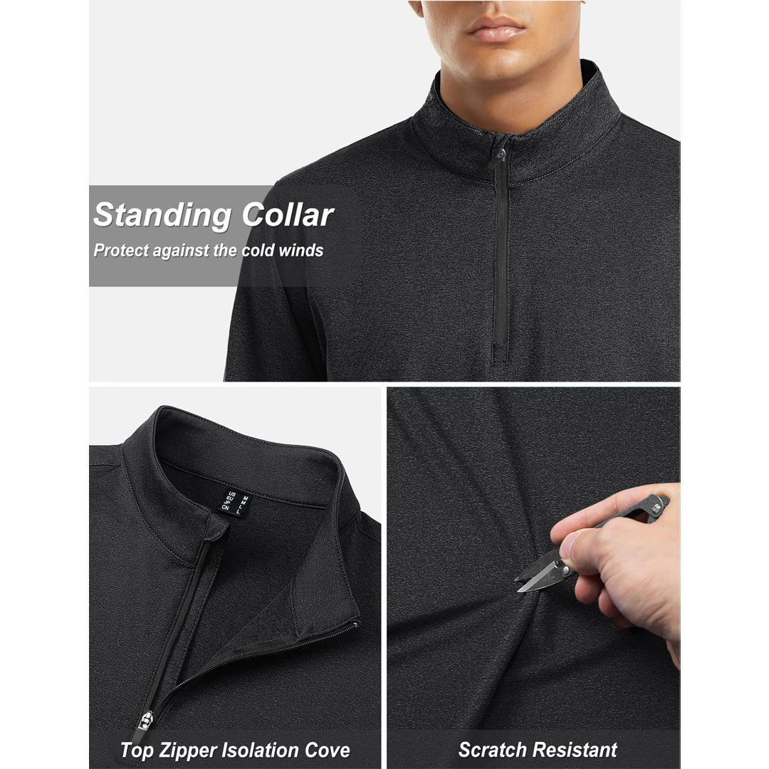 Men's Quarter Zip Thermal Fleece Lined Pullover Sweatshirt