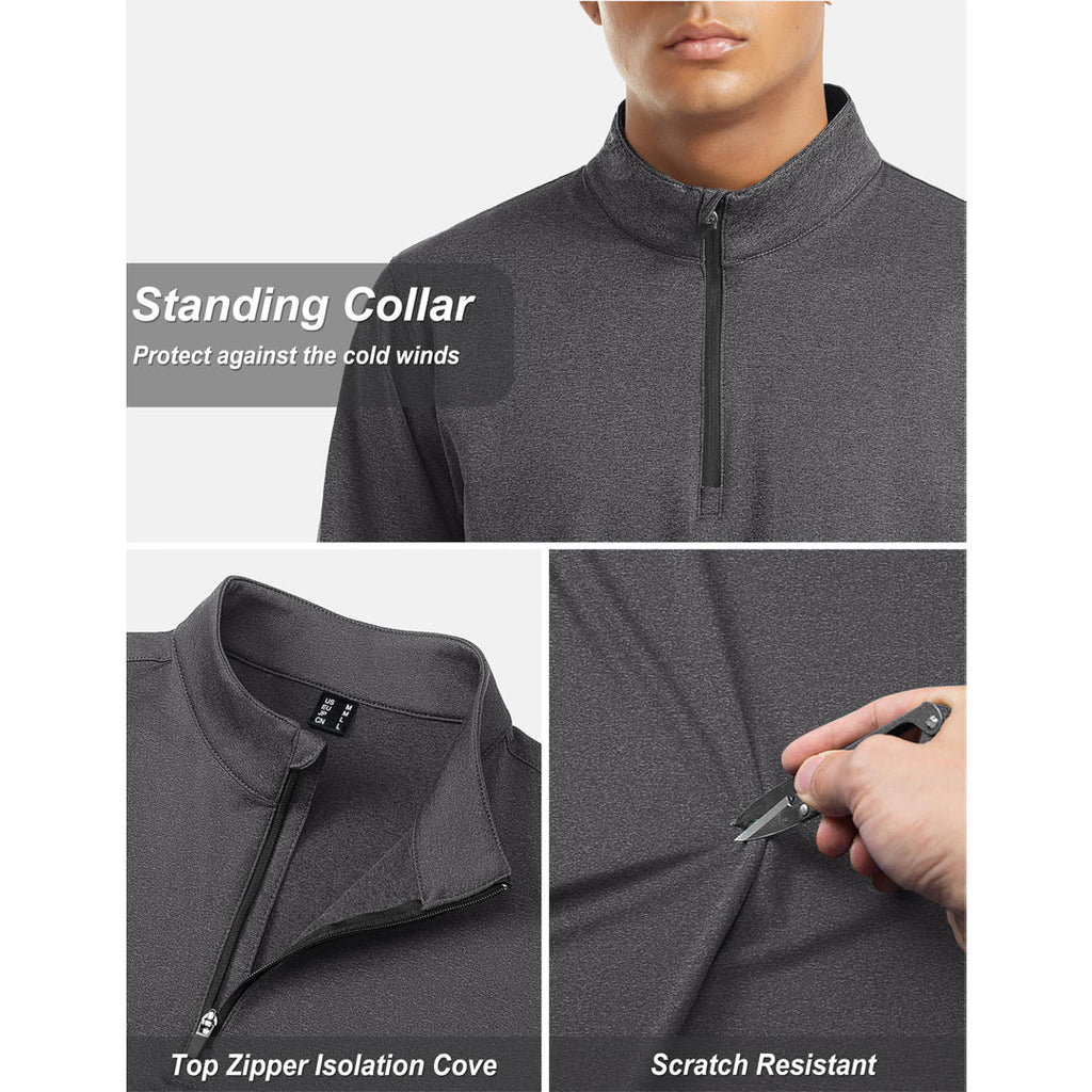 Men's Quarter Zip Thermal Fleece Lined Pullover Sweatshirt