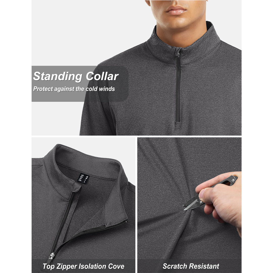 Men's Quarter Zip Thermal Fleece Lined Pullover Sweatshirt