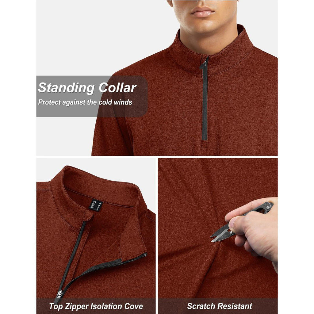 Men's Quarter Zip Thermal Fleece Lined Pullover Sweatshirt