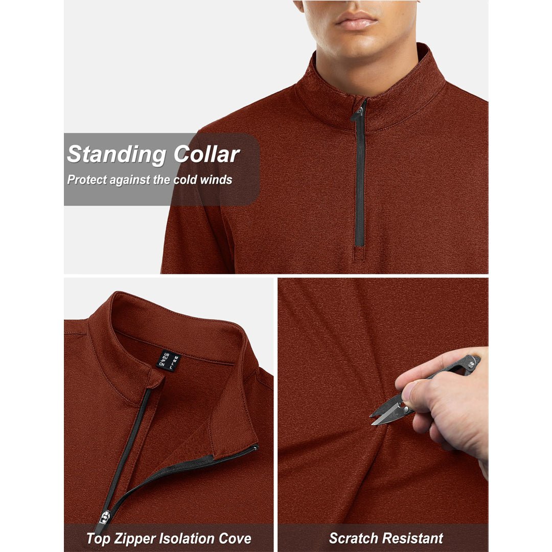 Men's Quarter Zip Thermal Fleece Lined Pullover Sweatshirt