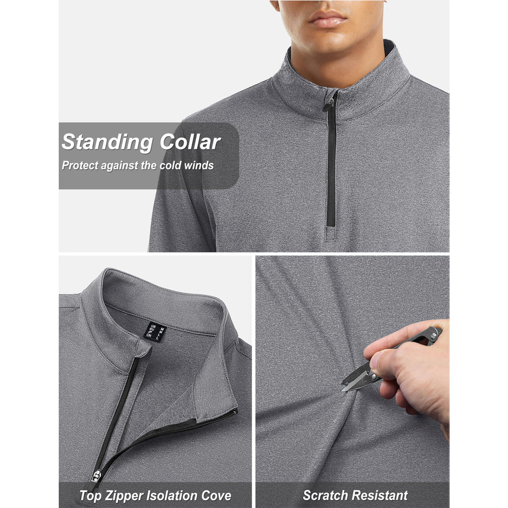 Men's Quarter Zip Thermal Fleece Lined Pullover Sweatshirt