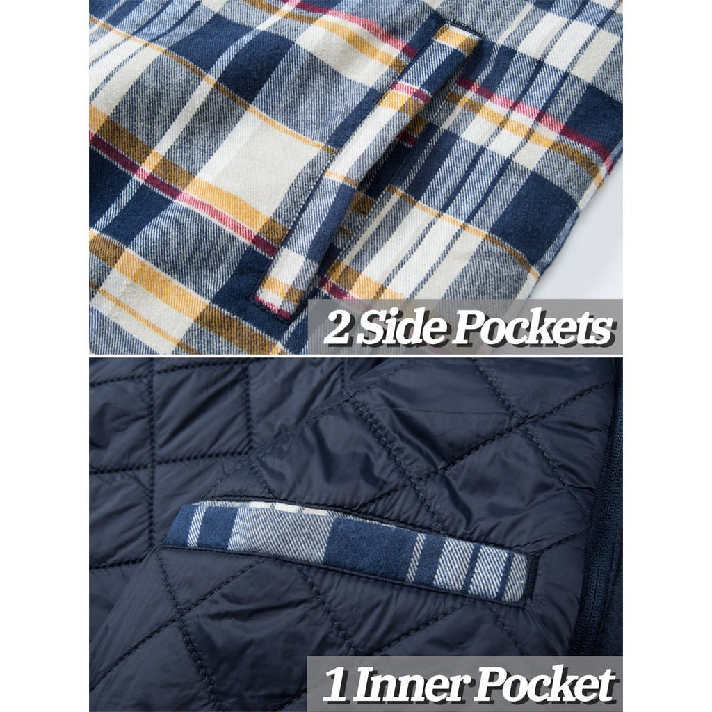 Men's Quilted Lined Thick Hooded Zip Up Flannel Jacket