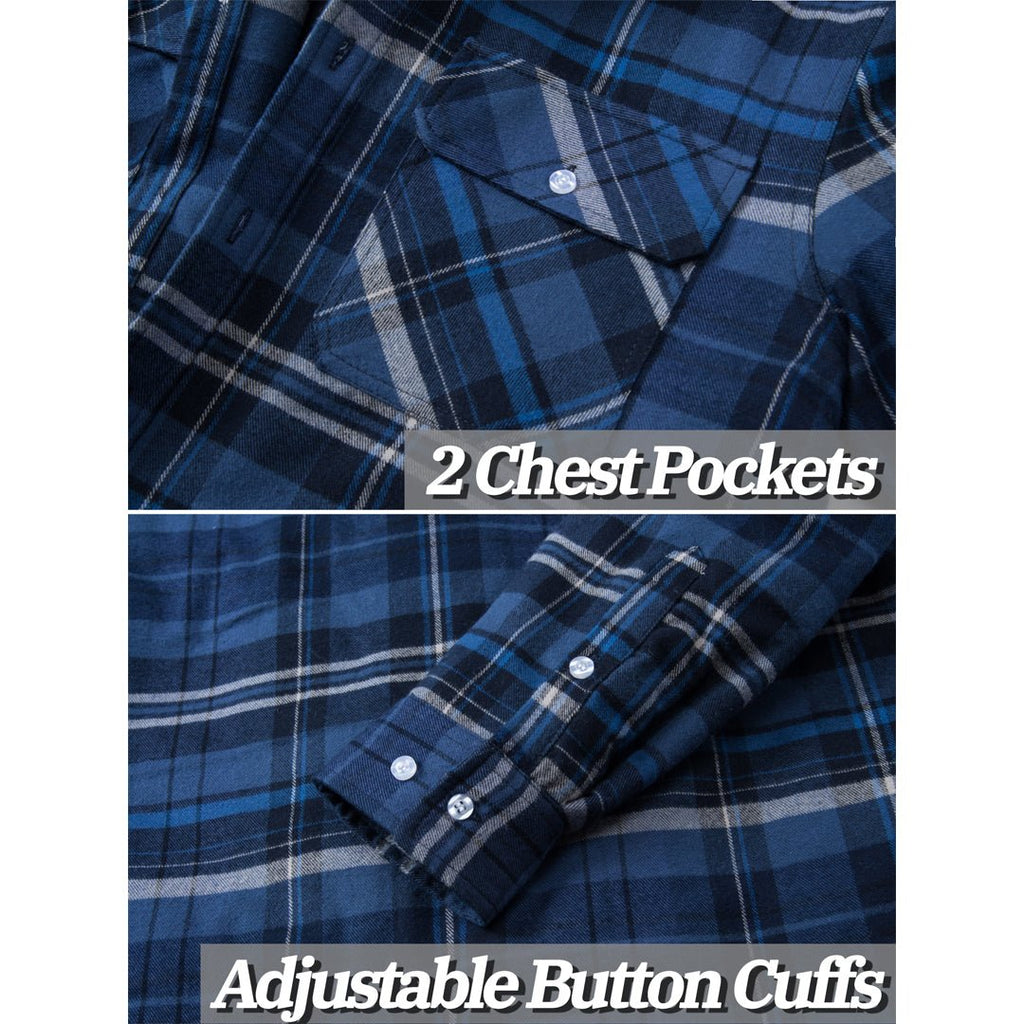 Men's Quilted Lined Thick Hooded Zip Up Flannel Jacket