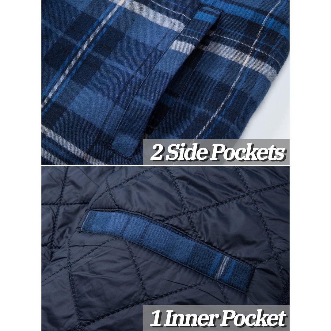 Men's Quilted Lined Thick Hooded Zip Up Flannel Jacket