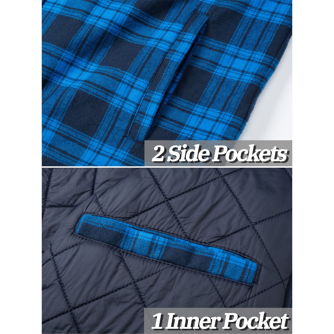 Men's Quilted Lined Thick Hooded Zip Up Flannel Jacket
