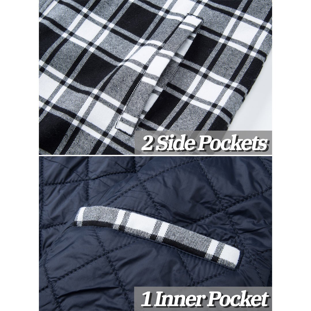 Men's Quilted Lined Thick Hooded Zip Up Flannel Jacket