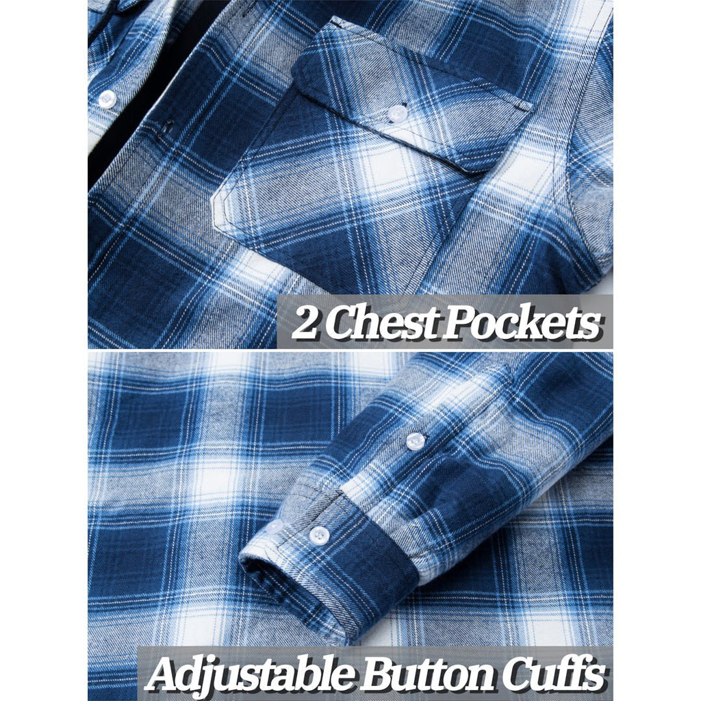 Men's Quilted Lined Thick Hooded Zip Up Flannel Jacket