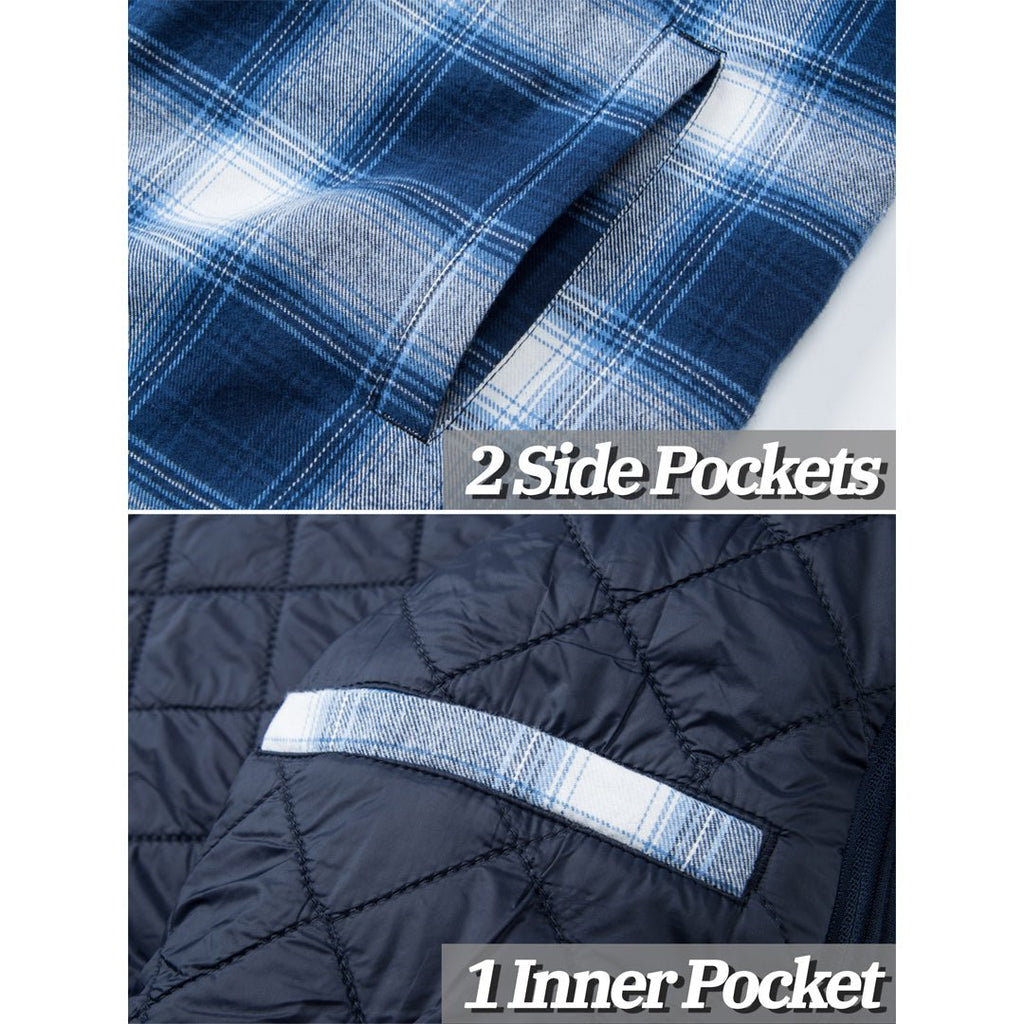 Men's Quilted Lined Thick Hooded Zip Up Flannel Jacket