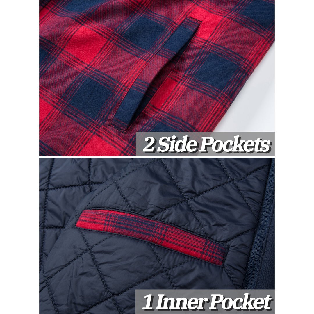 Men's Quilted Lined Thick Hooded Zip Up Flannel Jacket