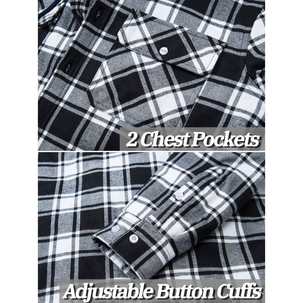 Men's Quilted Lined Thick Hooded Zip Up Flannel Jacket