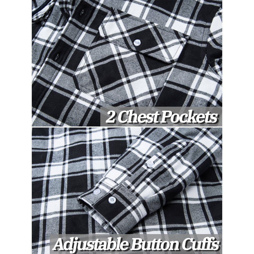 Men's Quilted Lined Thick Hooded Zip Up Flannel Jacket