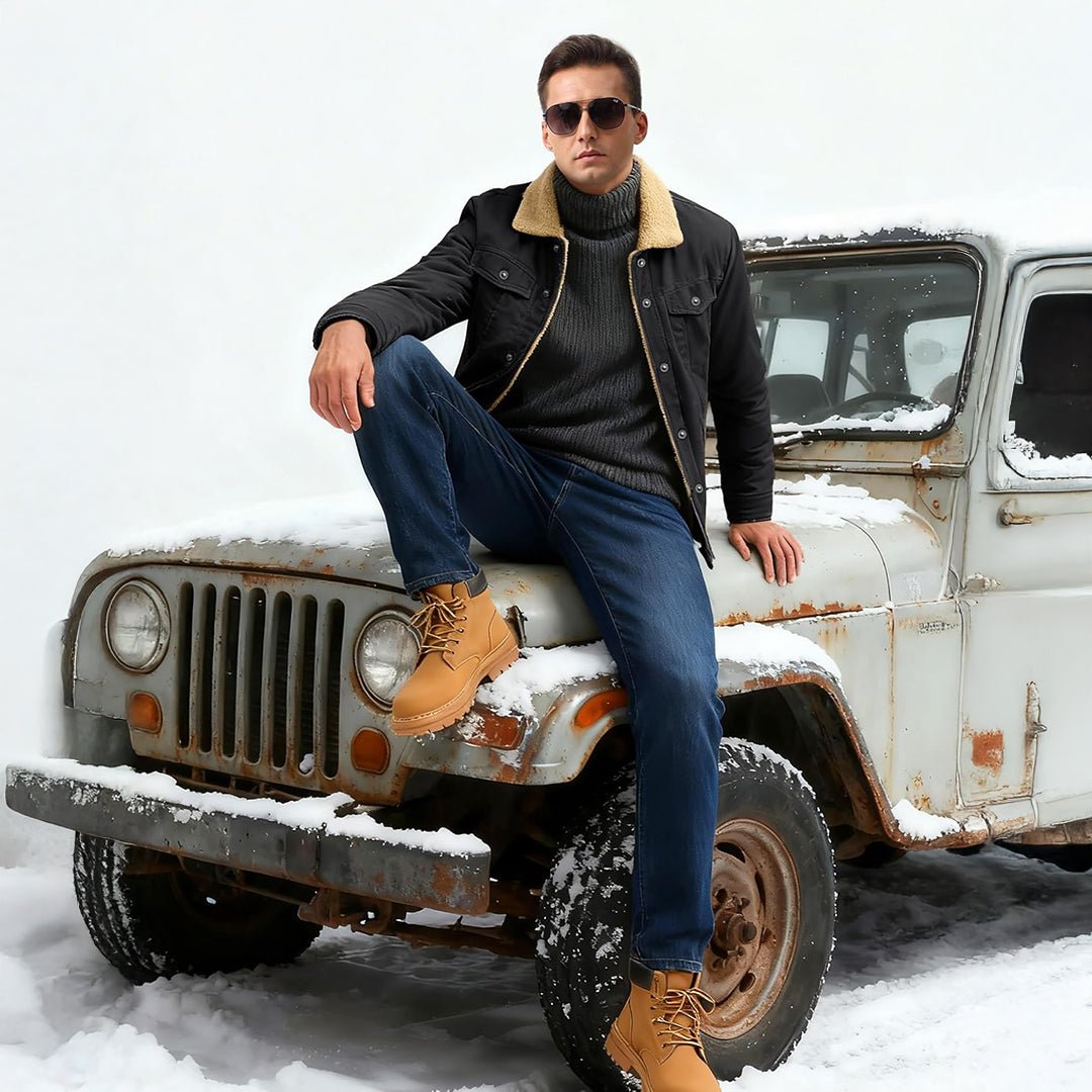 Men's Sherpa Lined Cargo Jacket | Thick Thermal Fleece Coat
