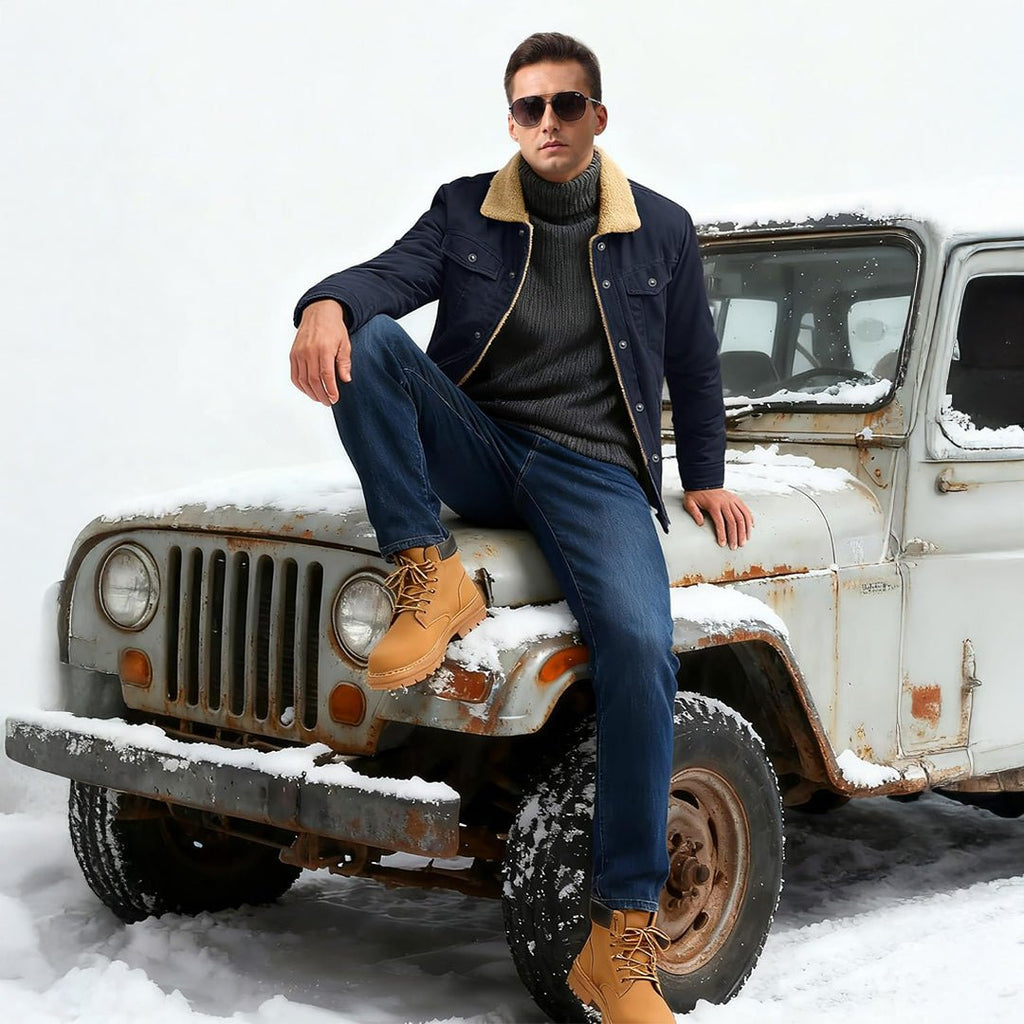 Men's Sherpa Lined Cargo Jacket | Thick Thermal Fleece Coat