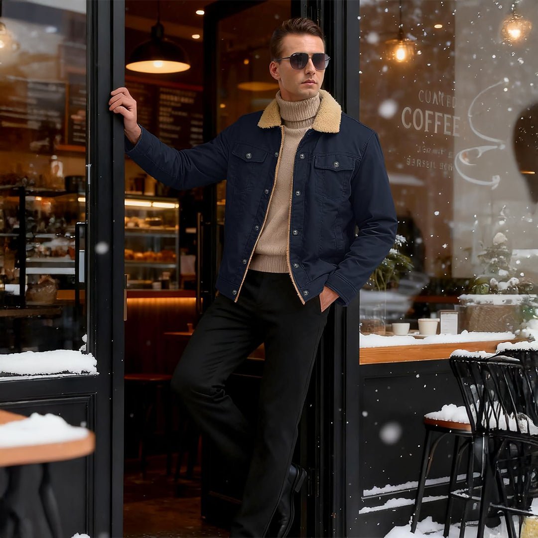 Men's Sherpa Lined Cargo Jacket | Thick Thermal Fleece Coat