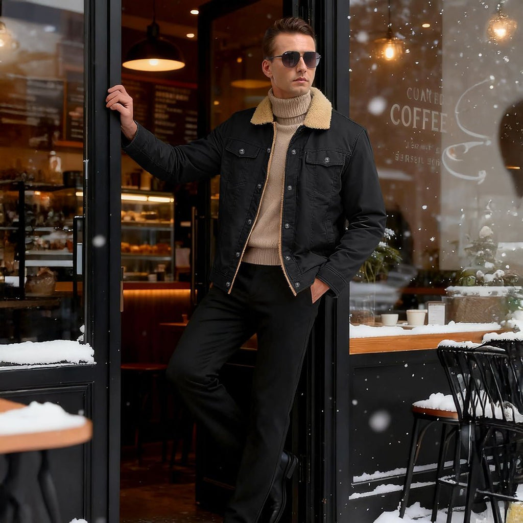 Men's Sherpa Lined Cargo Jacket | Thick Thermal Fleece Coat
