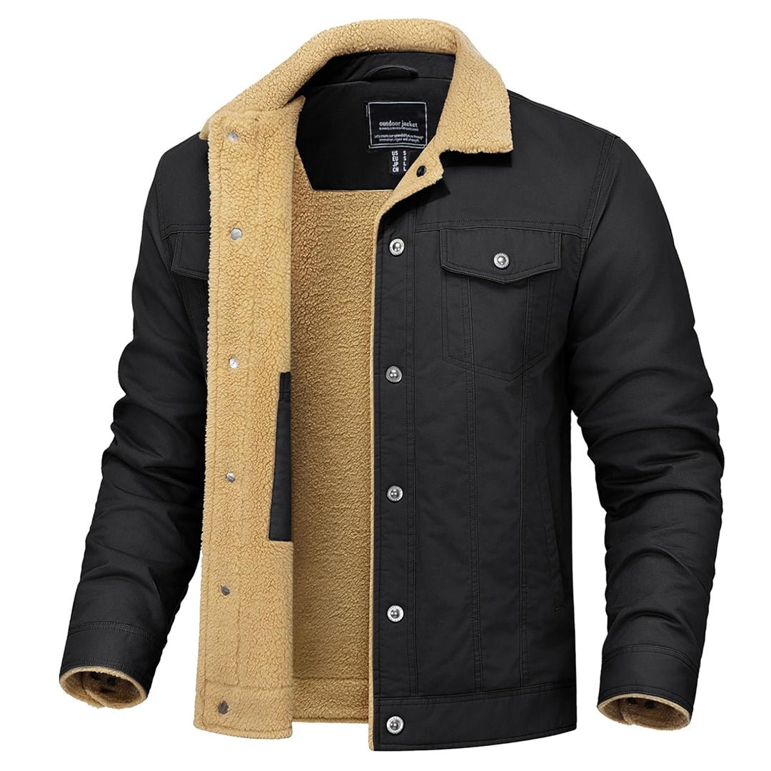 Men's Sherpa Lined Cargo Jacket | Thick Thermal Fleece Coat
