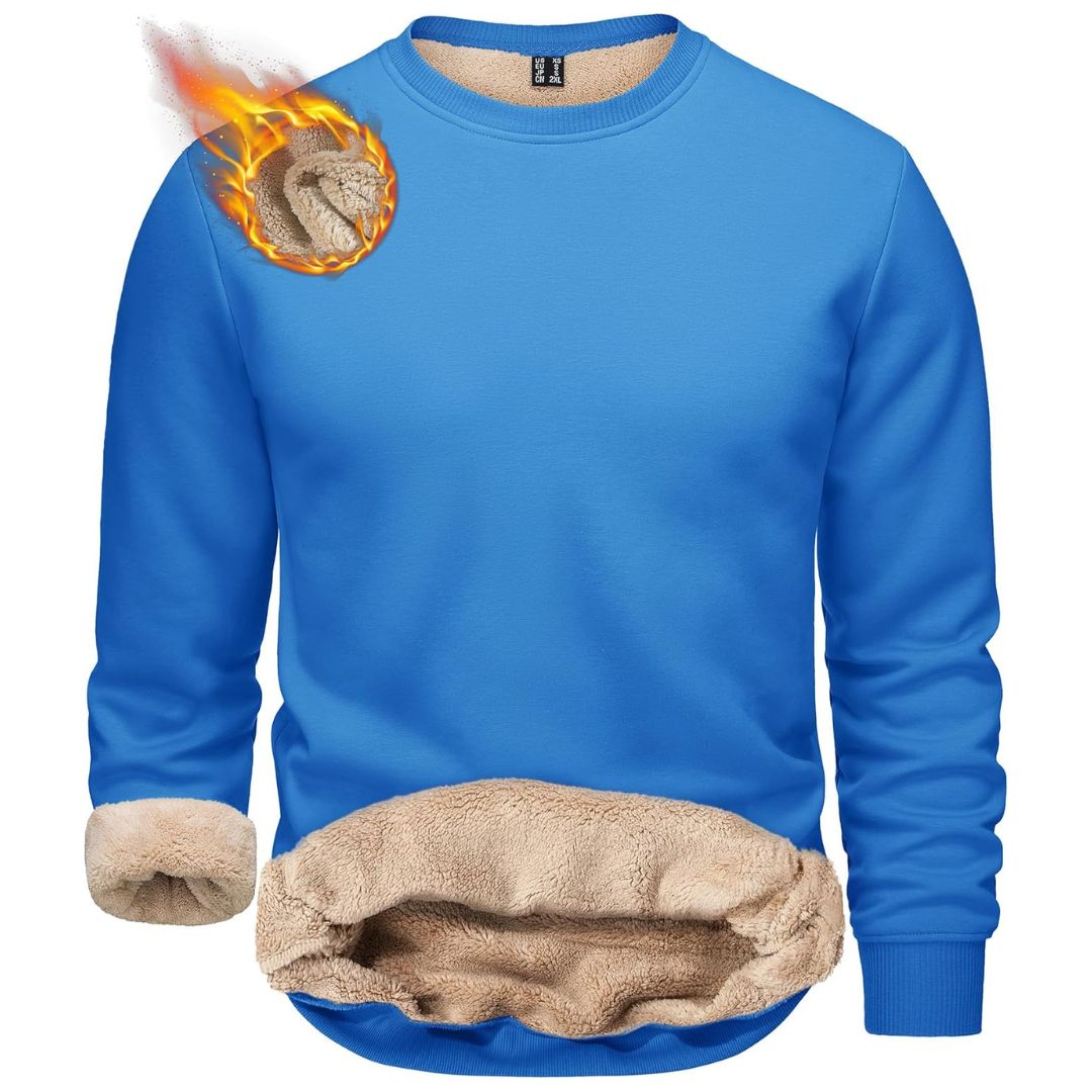 Men's Sherpa Lined Sweatshirt Warm Heavyweight Fleece Pullover