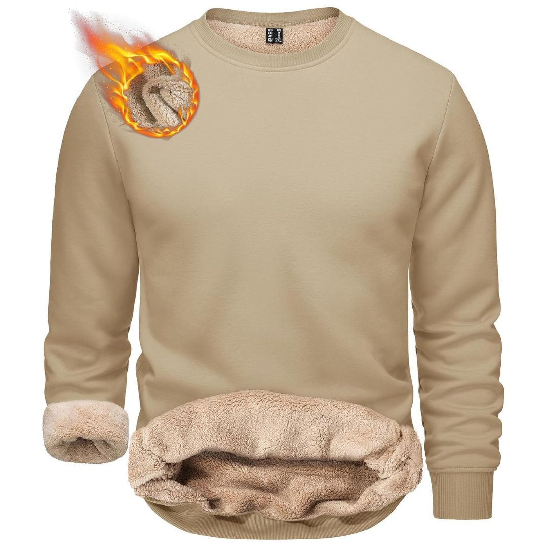 Men's Sherpa Lined Sweatshirt Warm Heavyweight Fleece Pullover