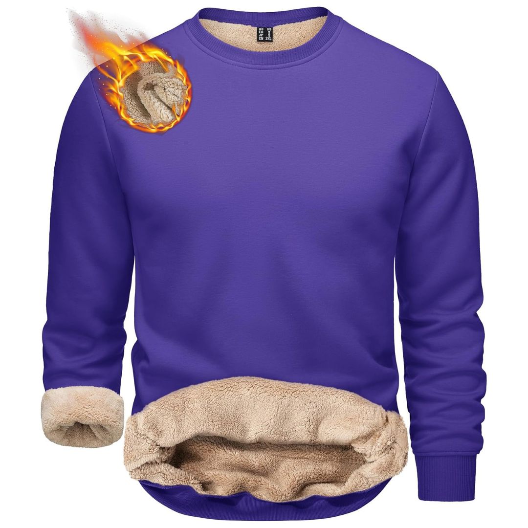 Men's Sherpa Lined Sweatshirt Warm Heavyweight Fleece Pullover
